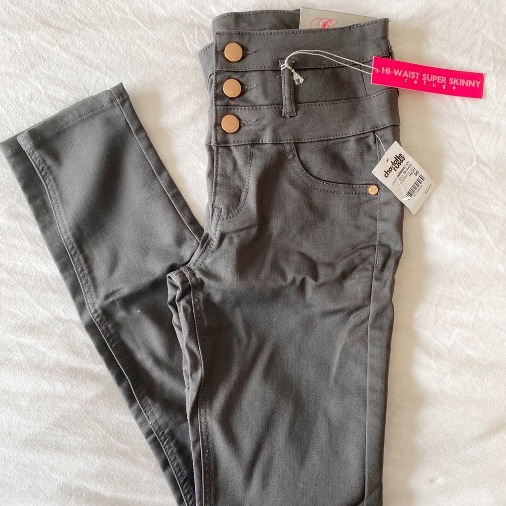Charlotte Russe High-Waist Gray Skinny Jeans